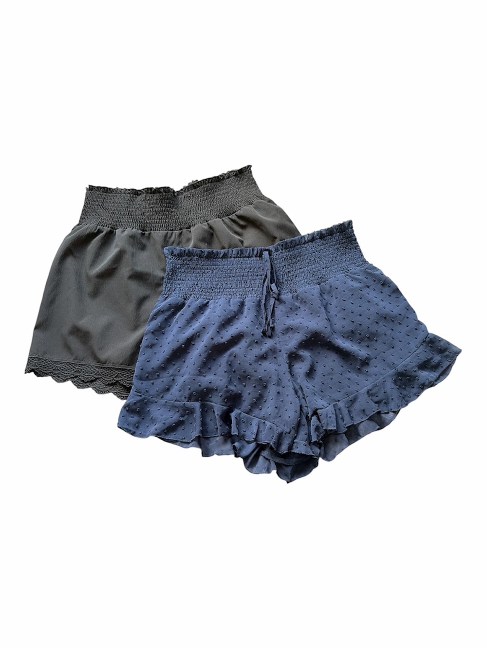 SHEIN Curve Smocked Waist Shorts in Black and Navy